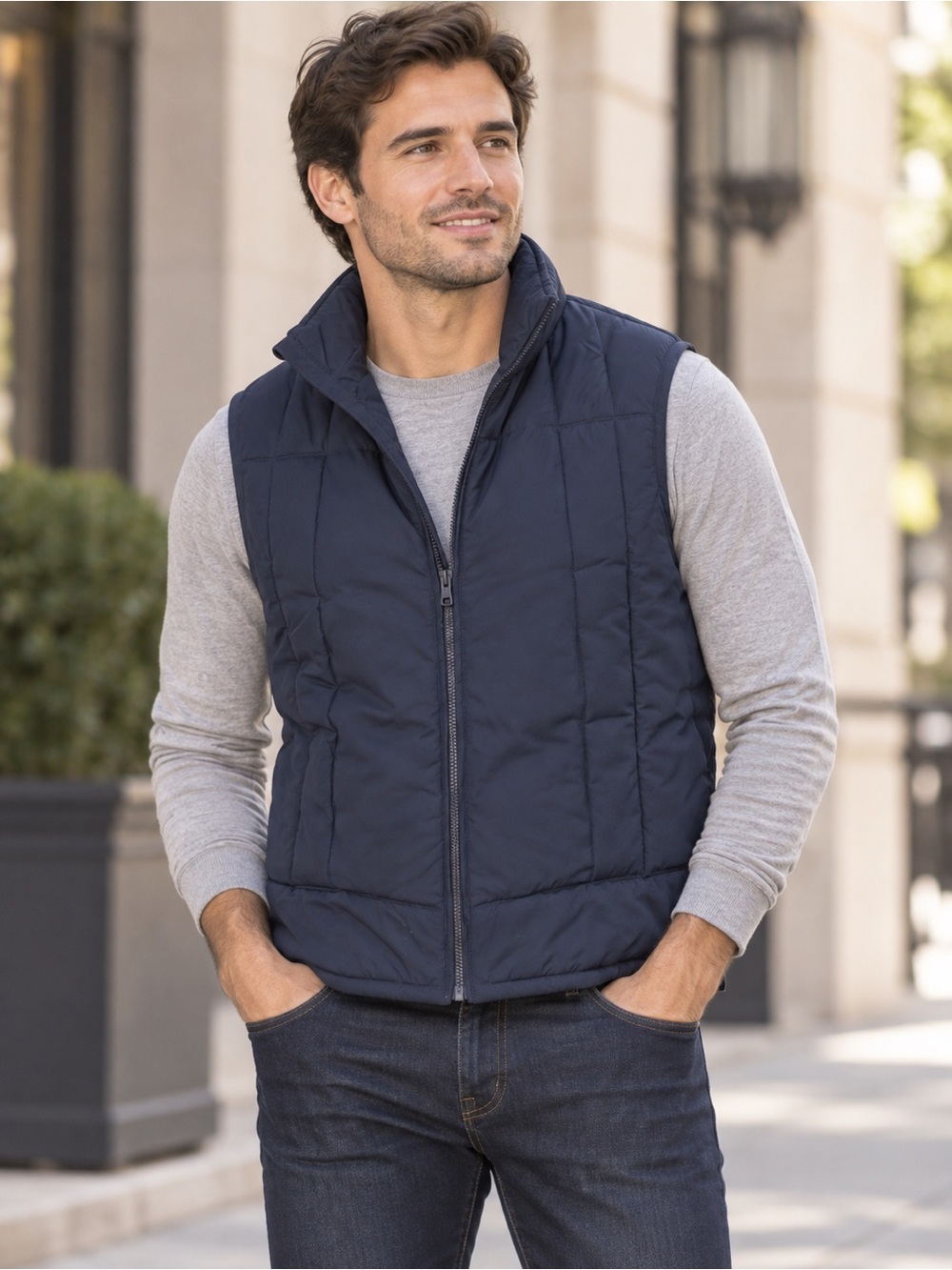 Banana Republic with Tag Men's Quilted Navy Puffer Vest - Lightweight Layering